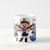 Personalized Name Sailor Cartoon Character * J * Kaffeetasse (Mittel)