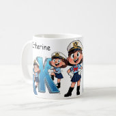 Personalized  Name Sailor Cartoon Character * K * Kaffeetasse (Vorderseite Links)