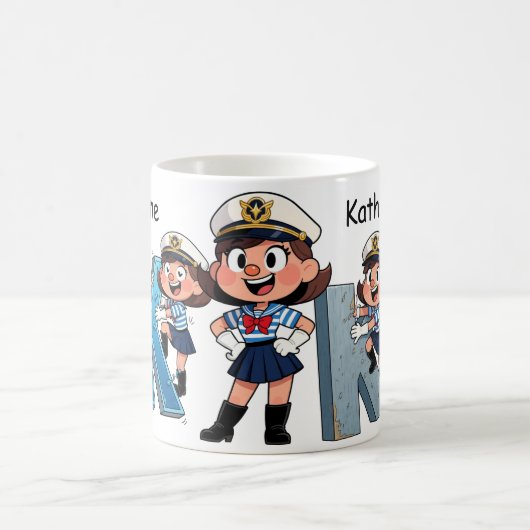 Personalized  Name Sailor Cartoon Character * K * Kaffeetasse (Mittel)