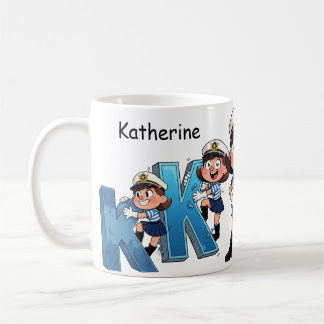 Personalized Name Sailor Cartoon Character * K * Kaffeetasse