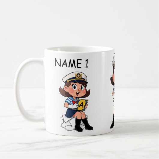 Personalized  Name Sailor Cartoon Character  Kaffeetasse (Links)