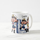 Personalized  Name Sailor Cartoon Character * L * Kaffeetasse (VorderseiteRechts)
