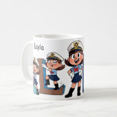 Personalized  Name Sailor Cartoon Character * L * Kaffeetasse (Vorderseite Links)