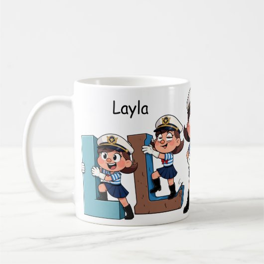 Personalized Name Sailor Cartoon Character * L * Kaffeetasse (Links)
