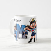 Personalized Name Sailor Cartoon Character * M * Kaffeetasse (Vorderseite Links)