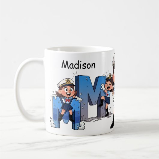Personalized  Name Sailor Cartoon Character * M * Kaffeetasse (Links)