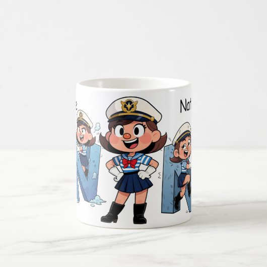 Personalized  Name Sailor Cartoon Character * N * Kaffeetasse (Mittel)