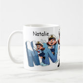 Personalized  Name Sailor Cartoon Character * N * Kaffeetasse (Links)
