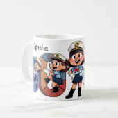 Personalized  Name Sailor Cartoon Character * O * Kaffeetasse (Vorderseite Links)