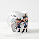 Personalized  Name Sailor Cartoon Character * P * Kaffeetasse (Vorderseite Links)