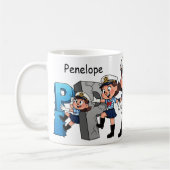 Personalized Name Sailor Cartoon Character * P * Kaffeetasse (Links)