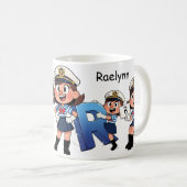 Personalized  Name Sailor Cartoon Character * R * Kaffeetasse (VorderseiteRechts)