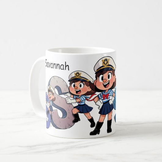 Personalized Name Sailor Cartoon Character * S * Kaffeetasse (Vorderseite Links)