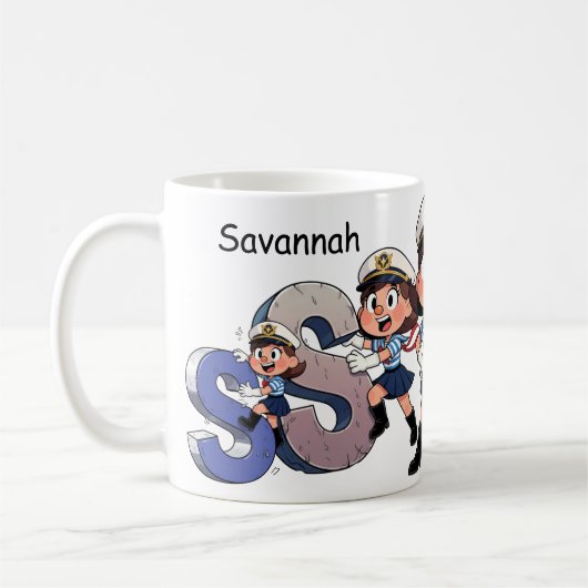 Personalized Name Sailor Cartoon Character * S * Kaffeetasse (Links)