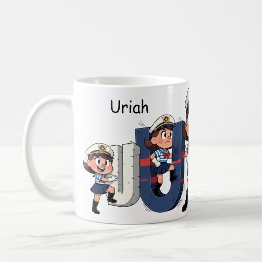 Personalized Name Sailor Cartoon Character * U *  Kaffeetasse (Links)