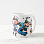 Personalized Name Sailor Cartoon Character * Z *  Kaffeetasse (VorderseiteRechts)