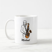 Personalized Name Saxophone Player – Music Lover Kaffeetasse (Links)