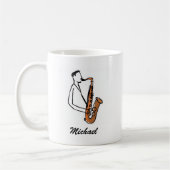 Personalized Name Saxophone Player – Music Lover Kaffeetasse (Links)