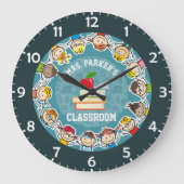 Personalized NAME School Kids Teacher Classiroom Große Wanduhr (Vorderseite)