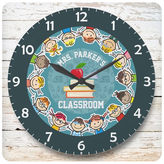 Personalized NAME School Kids Teacher Classiroom Große Wanduhr