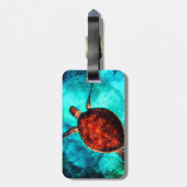 Personalized Name Sea Turtle Beach Vacation Gepäckanhänger (Rückseite vertikal)