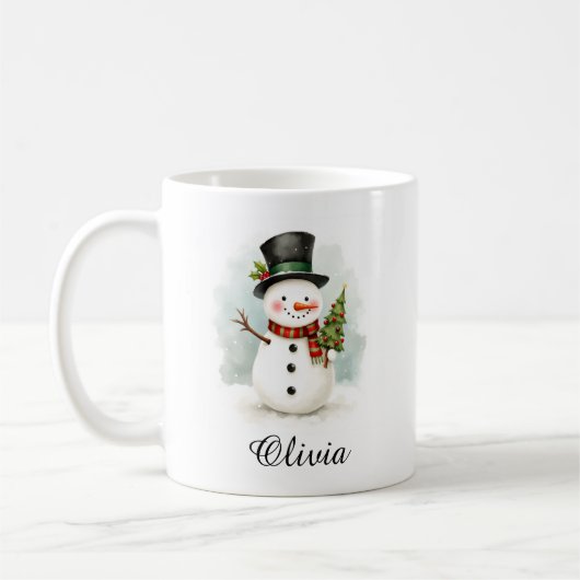 Personalized Name Snowman Coffee Mug Kaffeetasse (Links)
