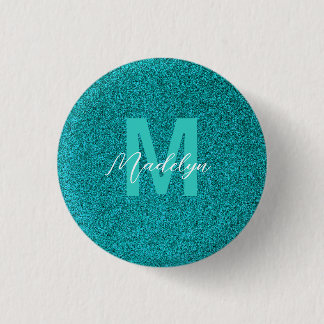 Personalized Name Stylish Glitter green Button