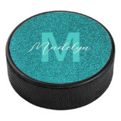 Personalized Name Stylish Glitter green Eishockey Puck (3/4)