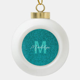 Personalized Name Stylish Glitter green Keramik Kugel-Ornament