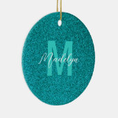 Personalized Name Stylish Glitter green Keramik Ornament (Rechts)