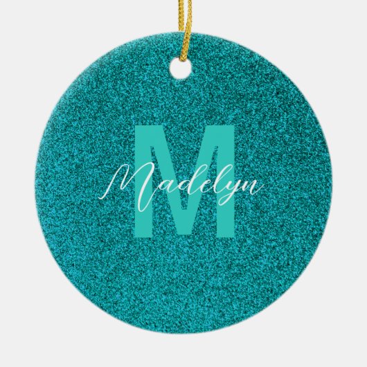 Personalized Name Stylish Glitter green Keramik Ornament (Vorne)