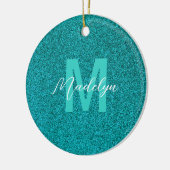 Personalized Name Stylish Glitter green Keramik Ornament (Links)