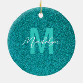 Personalized Name Stylish Glitter green Keramik Ornament (Hinten)