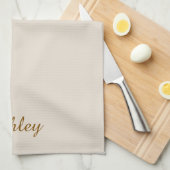 Personalized Name Stylish Modern Elegant Beige Geschirrtuch (Viertel Falte)