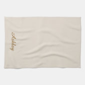 Personalized Name Stylish Modern Elegant Beige Geschirrtuch (Horizontal)