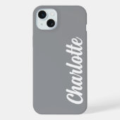 Personalized Name Stylish Modern Minimal Dark Grey iPhone Hülle (Rückseite)