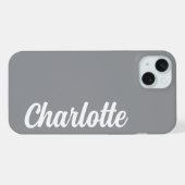 Personalized Name Stylish Modern Minimal Dark Grey iPhone Hülle (Rückseite (Horizontal))