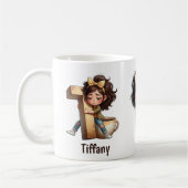 Personalized Name & T Sleepy Morning Plaid Charact Kaffeetasse (Links)