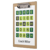 Personalized Name Tennis Coach Wordle Style Klemmbrett (Links)