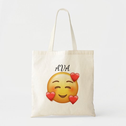 Personalized Name Tote Bag with Hearts Emoji Tragetasche (Vorne)