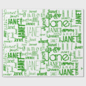 Personalized Name Typography Green Geschenkpapier (Flach)