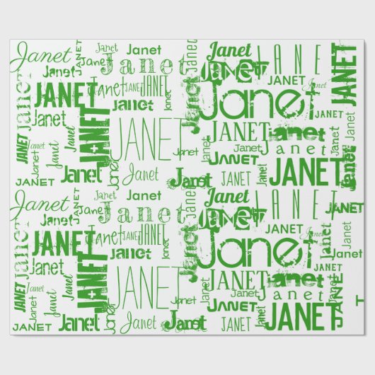 Personalized Name Typography Green Geschenkpapier (Flach)