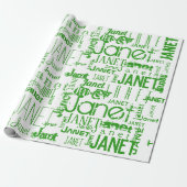 Personalized Name Typography Green Geschenkpapier (Ungerollt)