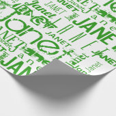 Personalized Name Typography Green Geschenkpapier (Ecke)