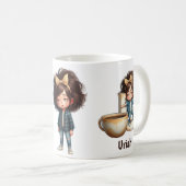 Personalized Name & U Sleepy Morning Plaid Charact Kaffeetasse (VorderseiteRechts)