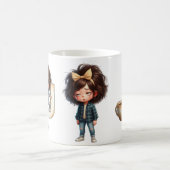Personalized Name & U Sleepy Morning Plaid Charact Kaffeetasse (Mittel)