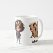 Personalized Name & V Sleepy Morning Plaid Charact Kaffeetasse (VorderseiteRechts)