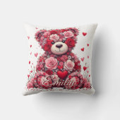 Personalized Name Valentine’s Day Floral Bear Kissen (Rückseite)