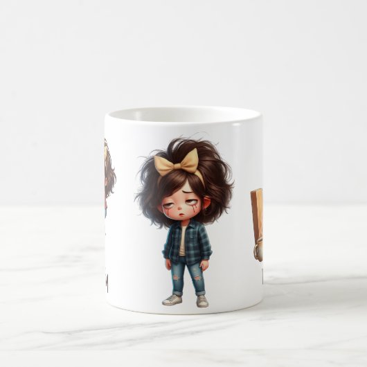 Personalized Name & W Sleepy Morning Plaid Charact Kaffeetasse (Mittel)