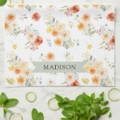 Personalized Name Watercolor Sunny Floral Pattern Geschirrtuch (Gefaltet)